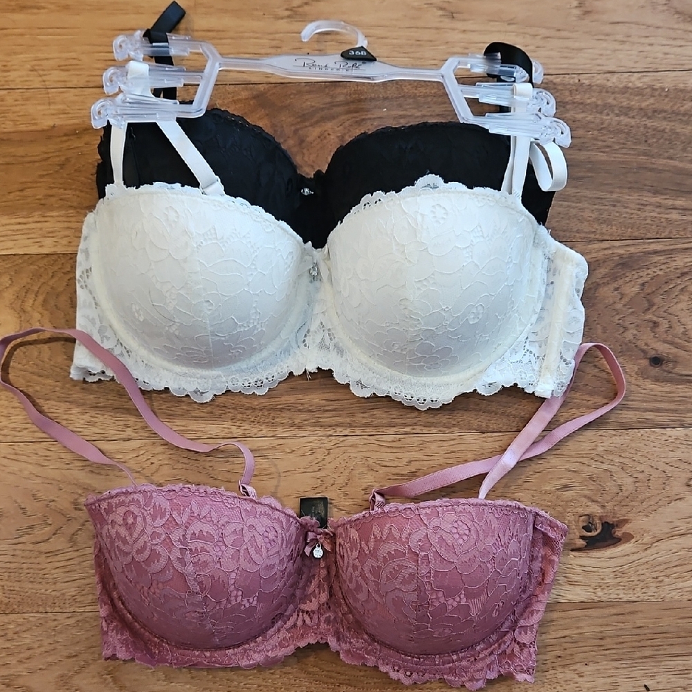 Lily Rose Lace Bra Set - Black, White, and Pink